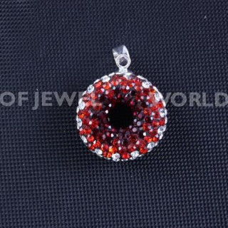 925 Silver Pendant With Round Drilled Rhinestones 20mm 1pc