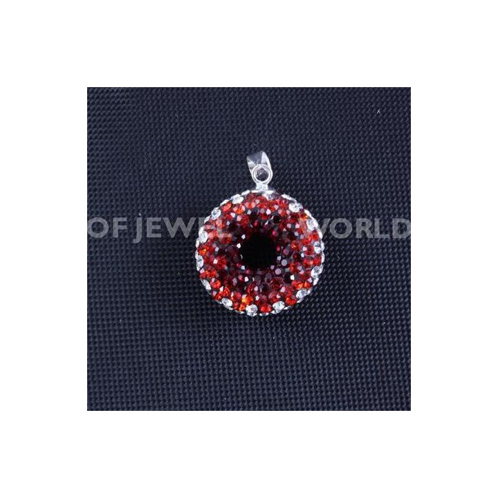 Pendente Di Argento 925 Con Strass Tondo Forato 20mm 1pz
