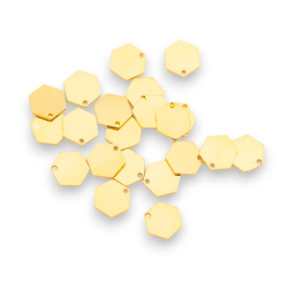Bollatine Charms Di Argento 925 Esagono 6x0,7mm 5gr 20pz Circa Dorato