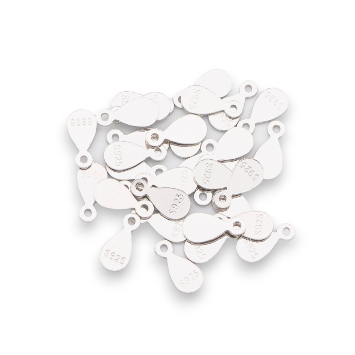 Bollatine Charms Of 925 Silver Drops 4x8x0,50mm 5gr 50pcs Περίπου Ροδίου