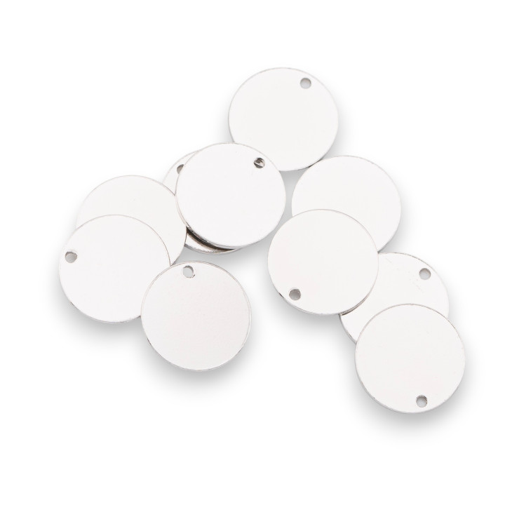 Bollatine Charms 925 Silver Round 10x0.6mm 10pcs Approx Rhodium Plated