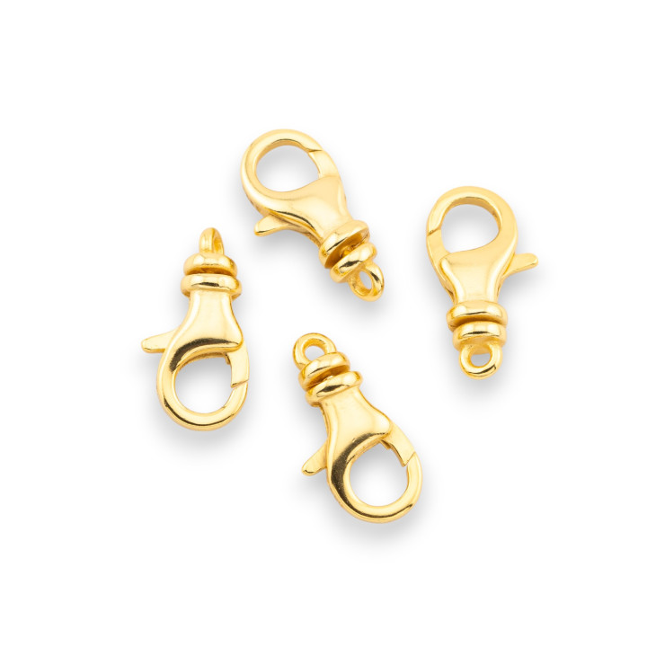 Chiusura Di Argento 925 Gancio A Scatto 10x16mm 4pz Dorato
