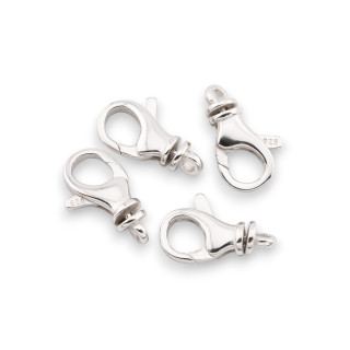 Chiusura Di Argento 925 Gancio A Scatto 10x16mm 4pz Rodiato
