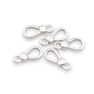 925 Silver Snap Hook Clasp 7x16mm 5pcs Rhodium Plated