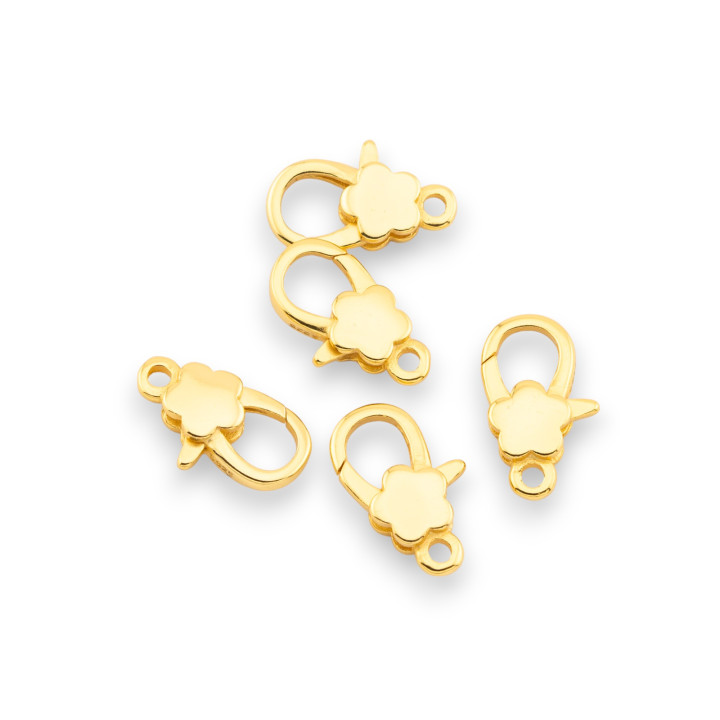 925 Silver Snap Hook Closure Flower 8x13mm 5pcs Gold