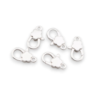 925 Silber Verschluss Karabinerhaken Blume 8x13mm 5 Stück rhodiniert