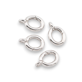 925 Silver Clasp Snap Hook Oval 10x15mm 4pcs Rhodium Plated
