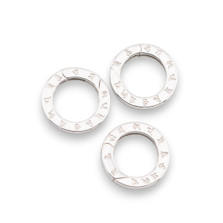 Chiusura Di Argento 925 Gancio A Scatto Tondo Con Segni Zoodiacali 15x2mm 3pz Rodiato