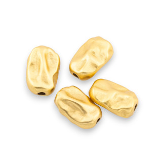 Componente Connettore Di Argento 925 Perlina Burattata 10x15mm 4pz Dorato