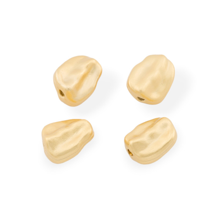 Composant Connecteur En Argent 925 Perle Tumbled 13x16mm 4pcs Doré