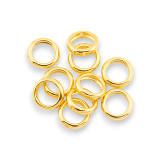 Componente Distanziatore Perline Di Argento 925 Anello Con Foro Passante 9x2,2mm 10pz Dorato