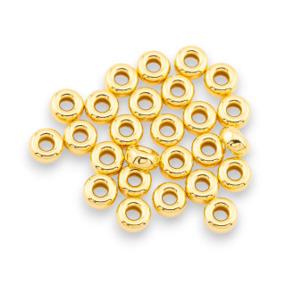 Componente Distanziatore Perline Di Argento 925 Rondelle Ciambella 5,5x2,8mm 5gr 26pz Circa Dorato