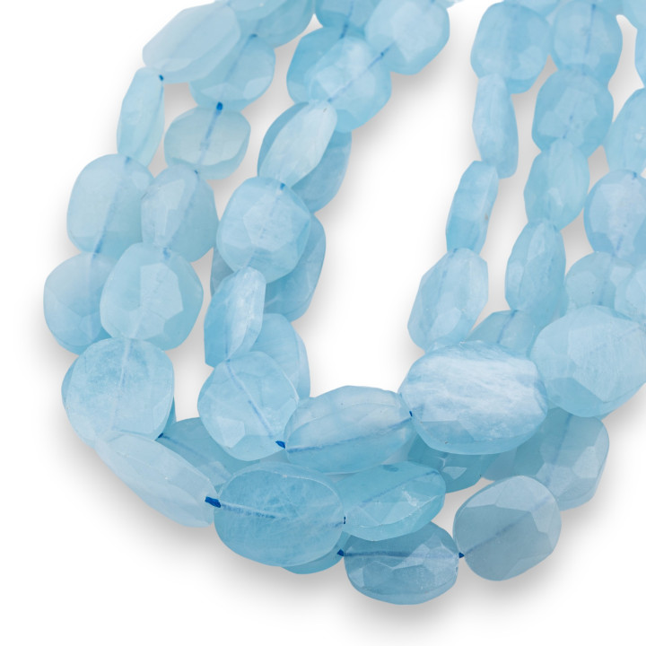 Aigue-marine Lait Sasso Irrégulier Plat Facettes Gradation (ZHW) 55-60g