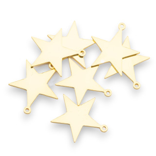 Bollatine Charms Di Argento 925 Stella 16,5x0,8mm 7pz Dorato