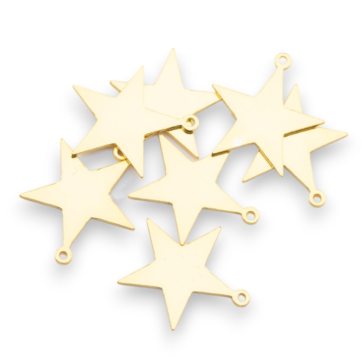 Bollatine Charms Di Argento 925 Stella 16,5x0,8mm 7pz Dorato