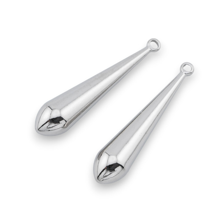 Messing-Tropfen-Anhänger-Komponente, 6 x 26 mm, 18 Stück, rhodiniert
