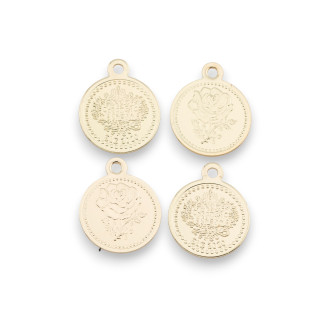 Composant de Pendentif Pièce de Monnaie en Laiton 12.5mm 50pcs Doré