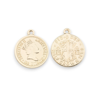 Composant de Pendentif Pièce de Monnaie en Laiton 17mm 30pcs Doré