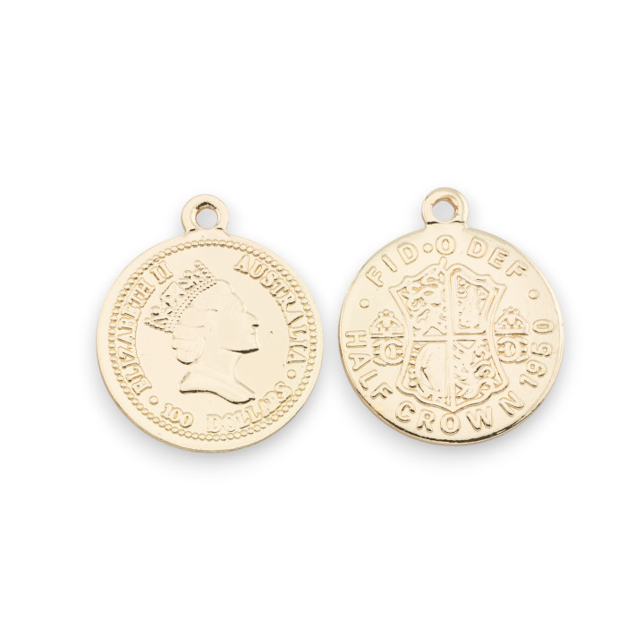 Composant de Pendentif Pièce de Monnaie en Laiton 17mm 30pcs Doré