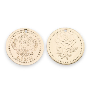 Componente colgante de moneda de latón 20 mm 26 piezas Dorado