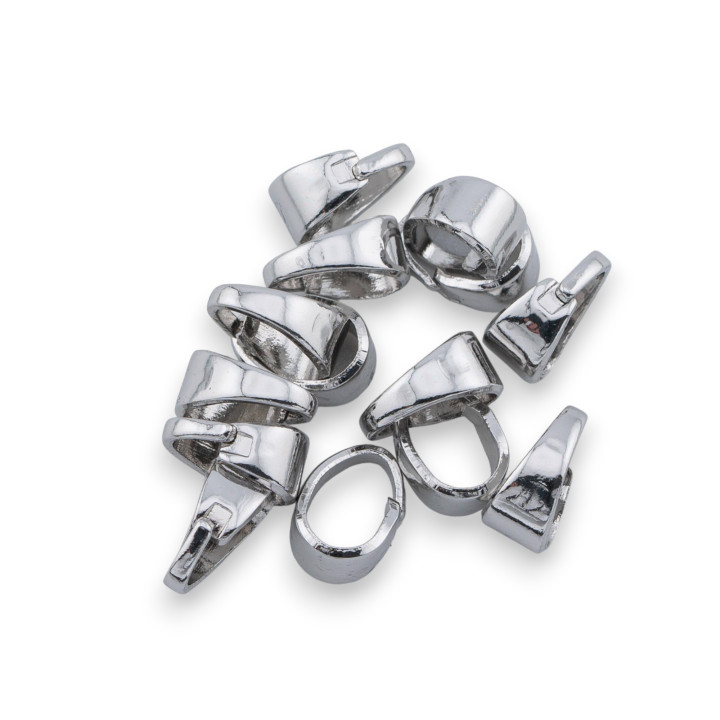 Anhängerhaken aus Messing, 3,7 x 7,8 mm, 120 Stück, rhodiniert