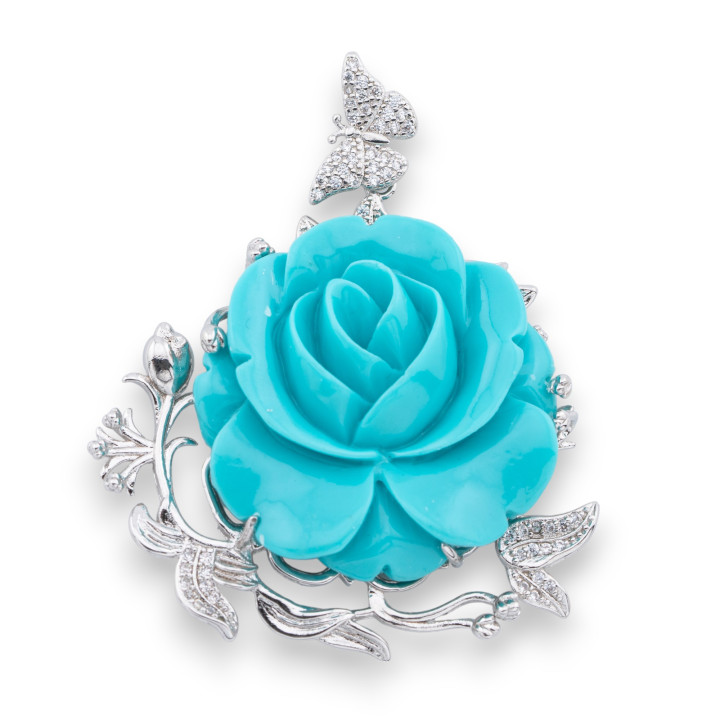 Pendente Ciondolo Di Argento 925 46x50mm 1pz Turchese