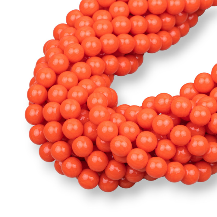 Orange Coral Imitation Resin Round Smooth 5mm