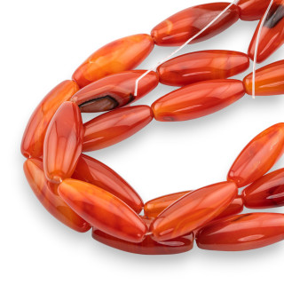 Ριγέ Πορτοκαλί Αχάτης Λείο Ρύζι 15x30mm