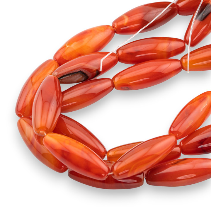 Agata Arancio Striata Riso Liscio 15x30mm