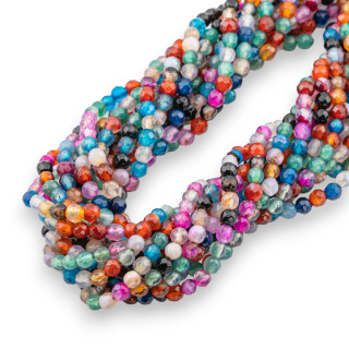 Agate Multicolor Round Faceted Bead 4mm