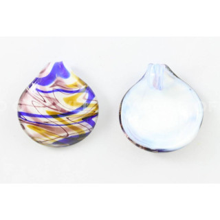 Pendentif En Verre De Murano Avec Fantaisie 45mm - 2pcs - Violet + Bleu
