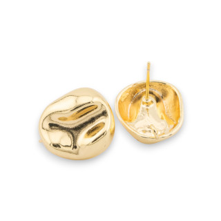 Basis für Bronze-Ohrringe, geschmiedete Stifte, 15 x 18 mm, 10 Paar, golden