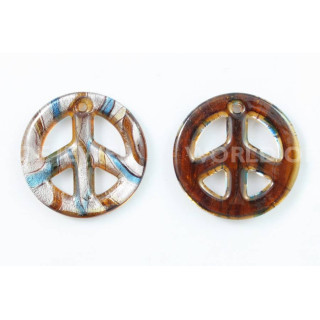 Μενταγιόν Murano Glass Peace 50mm - 2τμχ - Καφέ