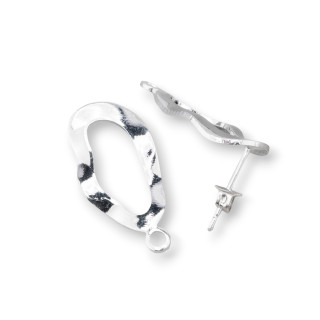 Base de pendiente de bronce Poste ondulado irregular 11x20 mm 10 pares chapados en rodio