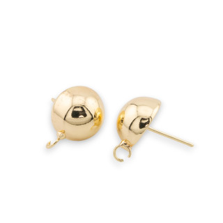 Base Per Orecchini Di Bronzo Perno Semisfera 12mm 10 Paia Dorato
