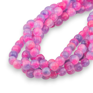 Jade Jadeite Colored Economy Line Smooth Barrel 9x10mm Floral Fuchsia