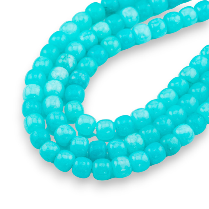 Jadeite Colorée Jade Ligne Économique Corps Lisse 9x10mm Turquoise