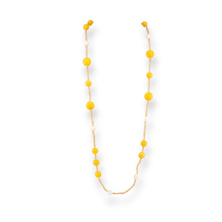 Collana Charlestone Di Cristalli CZ Con Pietre Dure E Perle Di Fiume Con Ematite 90cm Giallo