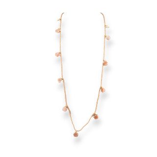 Collana Charlestone Di Cristalli CZ Con Pietre Dure E Perle Di Maiorca Con Ematite 90cm Champagne