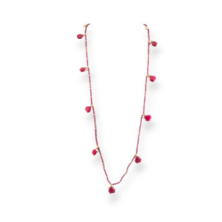 Collana Charlestone Di Cristalli CZ Con Pietre Dure E Perle Di Maiorca Con Ematite 90cm Giada Rubellite