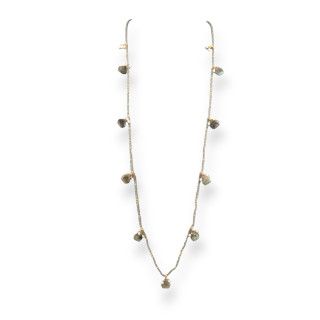 Collana Bijoux Charlestone Di Cristalli CZ Con Pietre Dure E Perle Di Maiorca Con Ematite 90cm Unakite