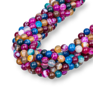 Agate Striée Multicolore Ronde Lisse 6mm