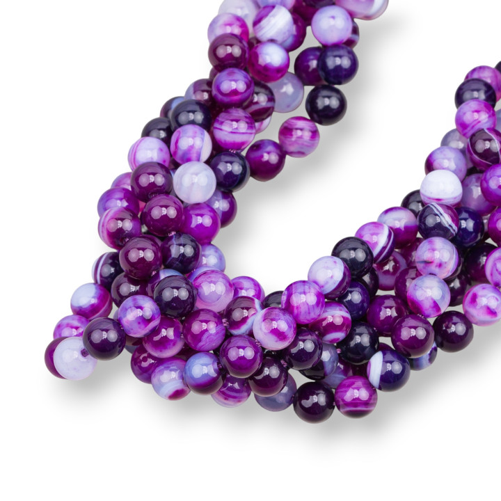 Agate Violette Striée Ronde Lisse 6mm