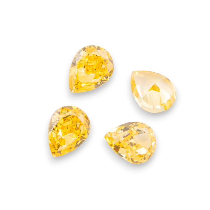 Gemma Corindone Sintetico Created Corundum Taglio A Goccia 7x9mm 4pz Yellow Citrine