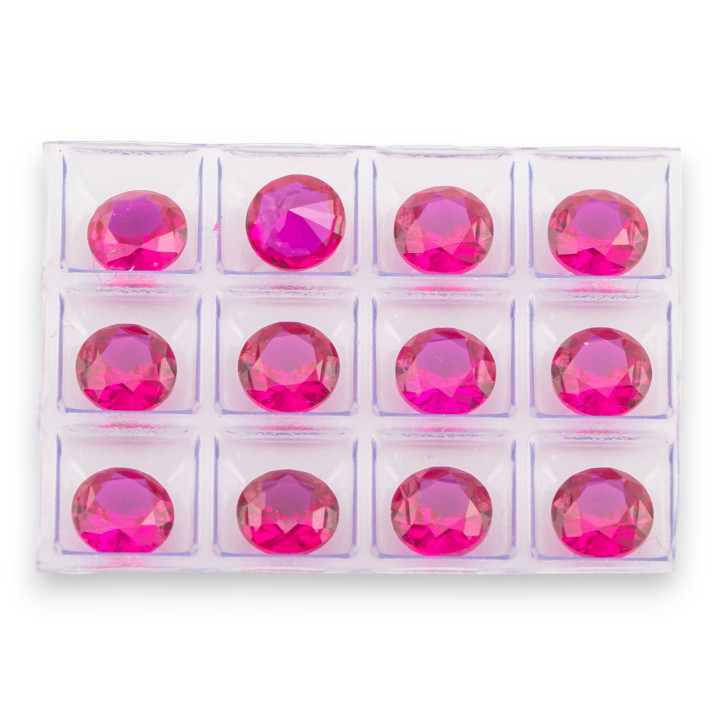 Synthetischer Korund-Edelstein, hergestellter Korund im Brillantschliff, 5 mm, 12 Stück Rubin