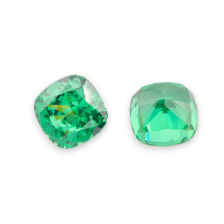 Piedra preciosa de corindón sintético, corindón creado con corte de cojín antiguo, 10 mm, 2 piezas, esmeralda