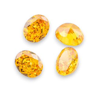 Synthetischer Korund-Edelstein, Korund im Ovalschliff, 8 x 10 mm, 4 Stück, gelber Topas