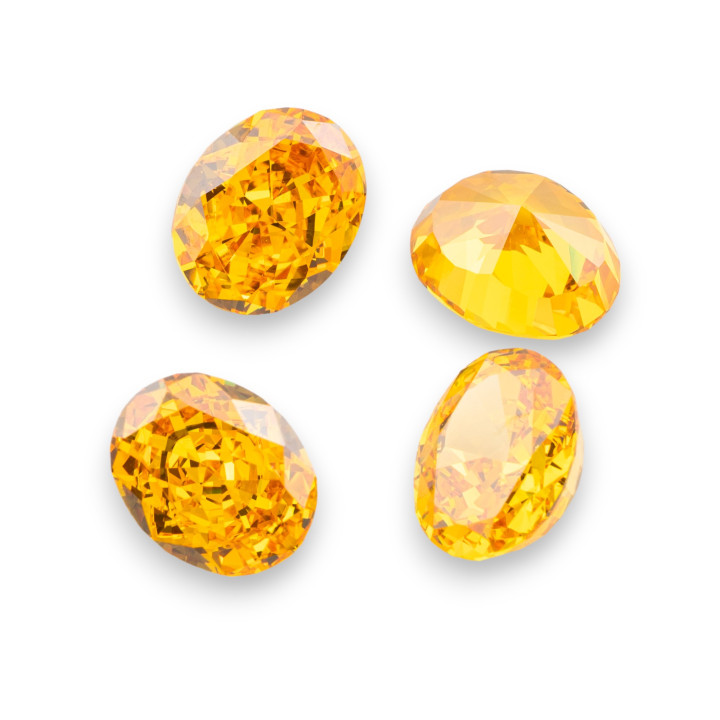 Gem Synthetic Corundum Created Corundum Oval Cut 8x10mm 4pcs Yellow Topaz