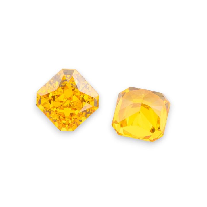 Gem Synthetic Corundum Created Corundum Square Cut 10mm 4pcs Yellow Topaz