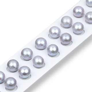 Perle di Fiume 1 Foro Tondo (AAAA) 10,0-10,5mm 10 Paia Grigio